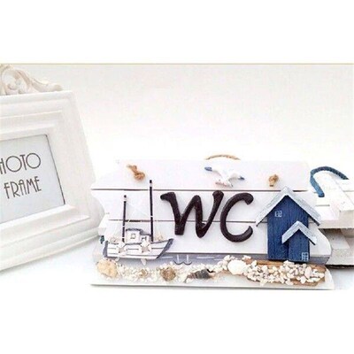 Decoration Mediterranean Bathroom Board Welcome WC Plaque