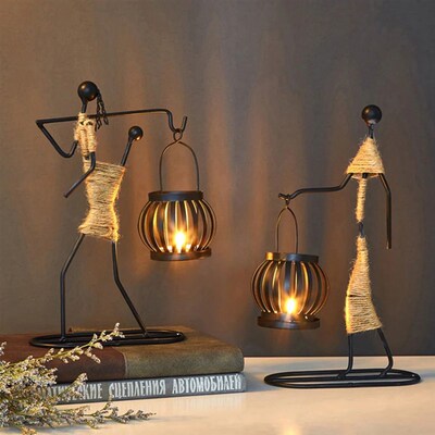 Nordic Creative Metal Candlestick Abstract Character Sculptu