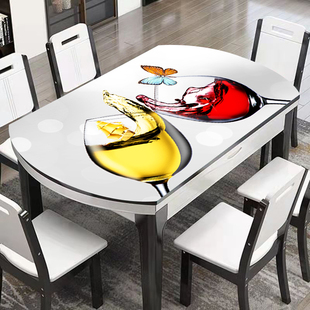 皮革免洗桌垫防烫伸缩折叠桌防水防油椭圆形加厚桌布2022新款 台布