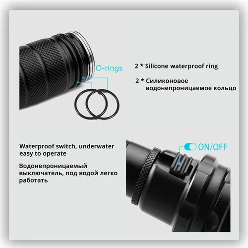 High Power Diving Flashlight IP68 Highest Waterproof Rating