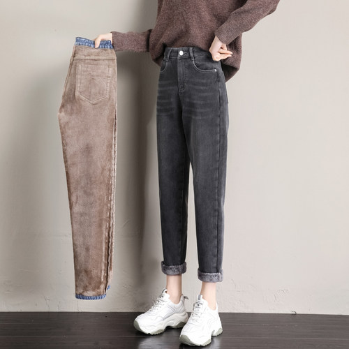 Winter Jeans for Women Velvet Thick Warm Denim Pants High Wa