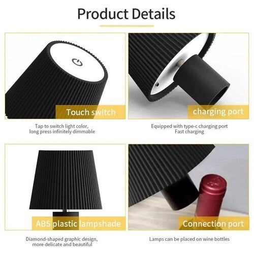 AmmToo Wine Bottle Lamp Head Table Lamp Removable Portable C