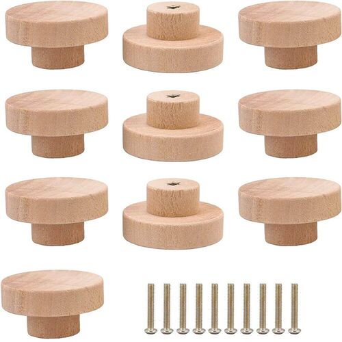 Round Wooden Cabinet Knobs Unfinished Wood cupboard Furnitur