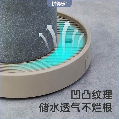Thickened and movable circular flowerpot with water tray, pl