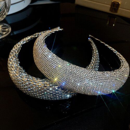 Ins New Gorgeous Baroque Sparkly Padded Headbands For Women