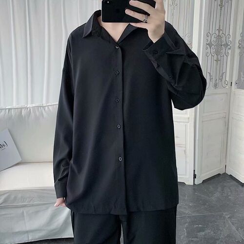 Spring New Arrival Loose Solid Color Shirt Mens Fashionable