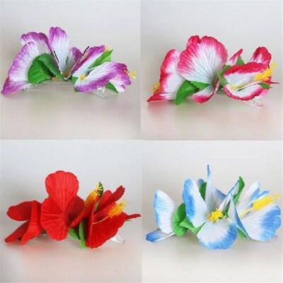 12 Pcs Hibiscus Hair Clip for Make up Hawaii Flower Seaside