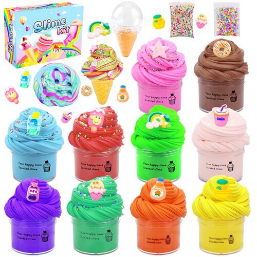 2Pack 70-180ml Cloud Slime Kit Peach Slime Charm Scented DIY