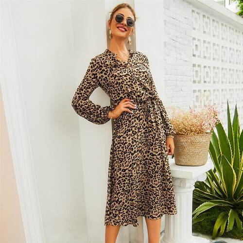 Spring/Summer Womens Long sleeved Mid length Dress