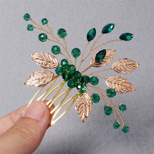 Bride Hairpins Tiaras Rhinestone Green Hair Combs For Women