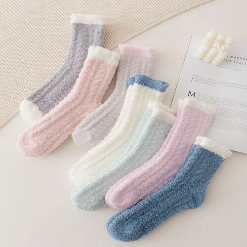 4 Pairs Women Thick Winter Warm Socks Fluffy Fuzzy Floor Sle