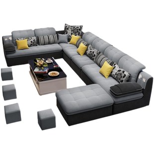 布艺沙发大小户型客厅整装U型家具可拆洗3.米/.2米/.8米/m