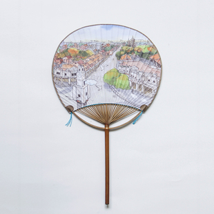 锦鲤诸事顺利夏季团扇 闽南泉州开元寺钟楼风景竹柄扇 乐城知礼