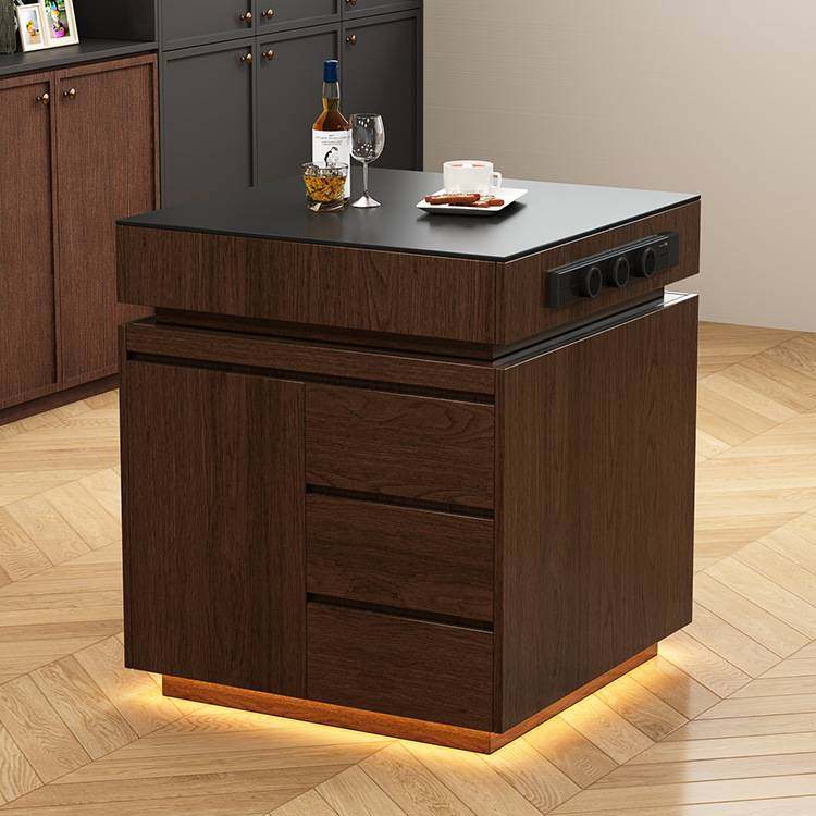 月弦岛台柜单柜家用可移动岛台复古餐边柜倒台一体岩板储物柜定