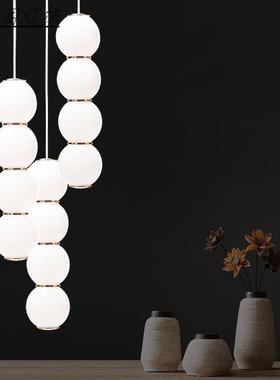 北欧创意个性串珠旋转楼梯吊灯现代简约别墅客厅餐厅床头玻璃吊灯