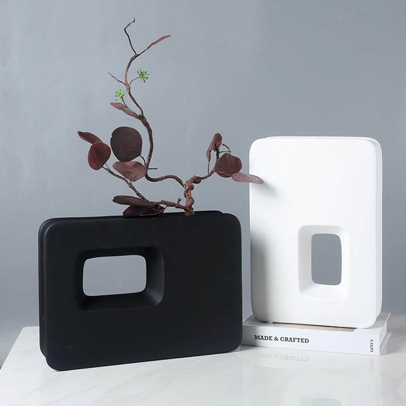 新式家居客厅装饰插花器四方陶瓷花瓶北欧简约工艺品装饰酒店摆件,橡塑材料及制品,工业陶瓷,淘宝优惠券,粉丝福利购,淘宝优惠卷