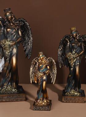 希腊财富女神树脂工艺品神话人物摆件天使酒柜书房装饰雕塑手工