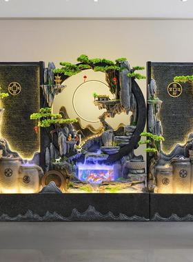 风水轮假山喷泉水幕墙流水屏风摆件造景观循环水公司庭院水景鱼池