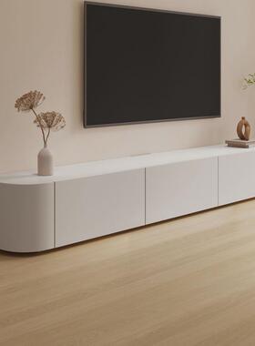 奶油风北欧落地电视柜茶几组合现代简约小户型实木白色电视机柜