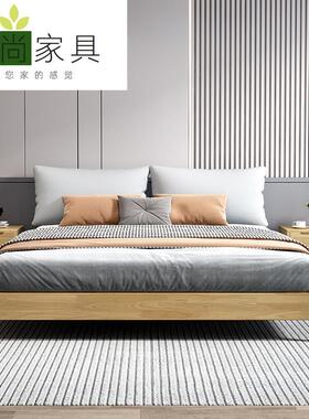 无床头床榻榻米床架实木床小户型床儿童床矮床白色原木胡桃色