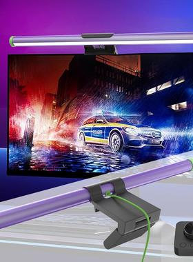 爆款紫色带旋钮遥控屏幕挂灯USB供电无眩光办公显示器补光台灯