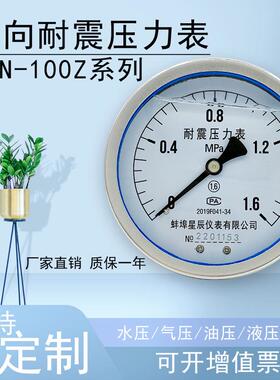 YN100Z轴向无边耐震压力表充油抗震液压油压水压真空表背接式