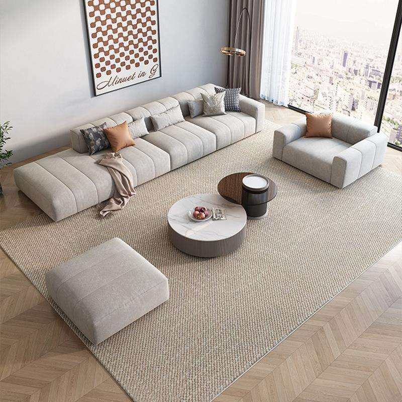 意式极简布艺沙发轻奢家用客厅小户型直排钢琴键沙发猫抓布豆腐块