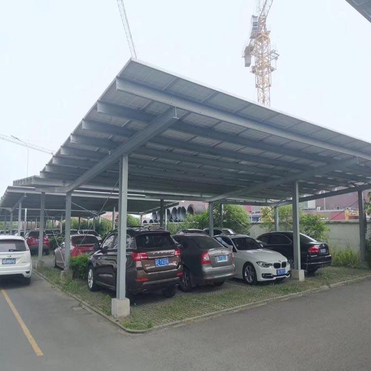 光伏车棚阳光板钢架车棚钢膜结构小区停车场汽车棚新能源停车棚