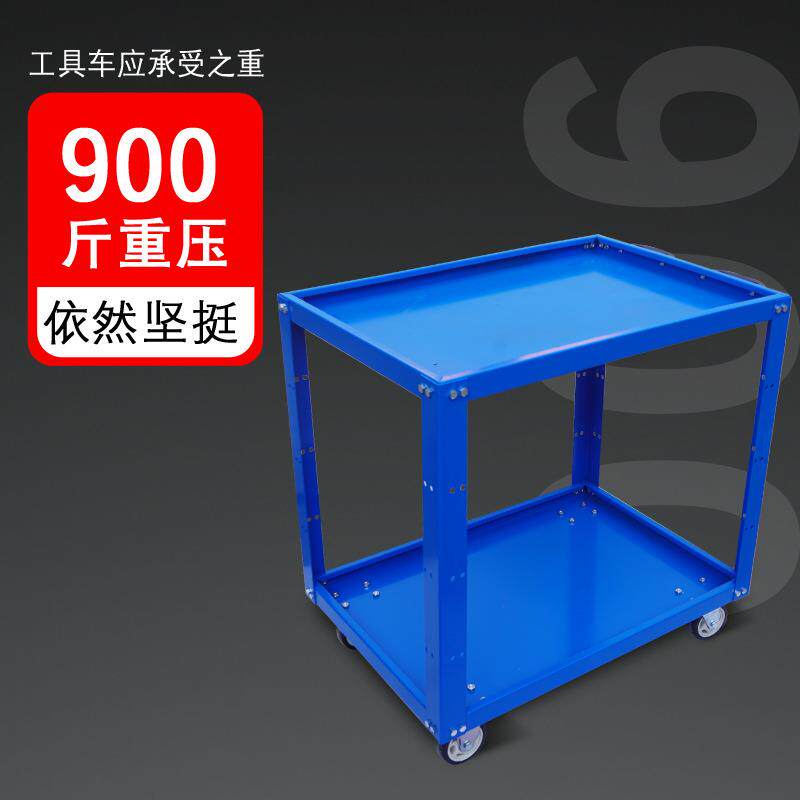 加高二层双把手柄静音刹车轮加重手推两层加大车间用工具零件推车