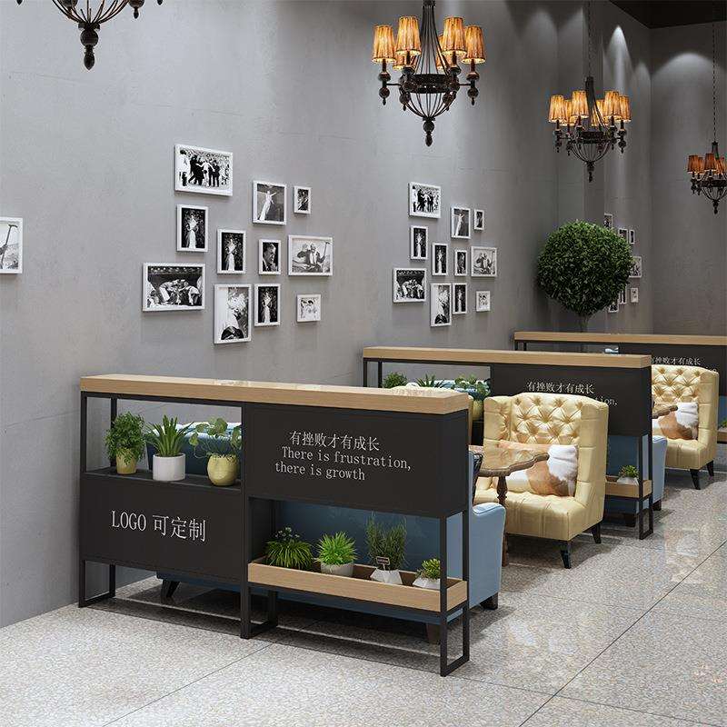 北欧创意餐厅网红卡座隔断花架办公室铁艺置物架遮挡装饰护栏墙