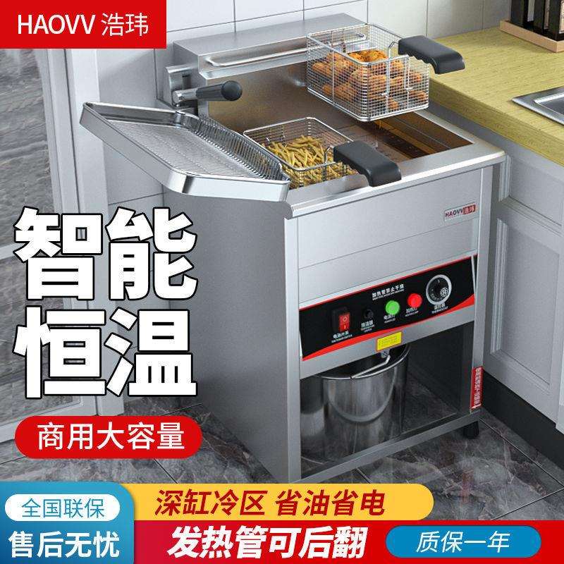 商用电热大容量立式油炸锅炸鸡排机器双缸恒温油条机炸串机电炸炉