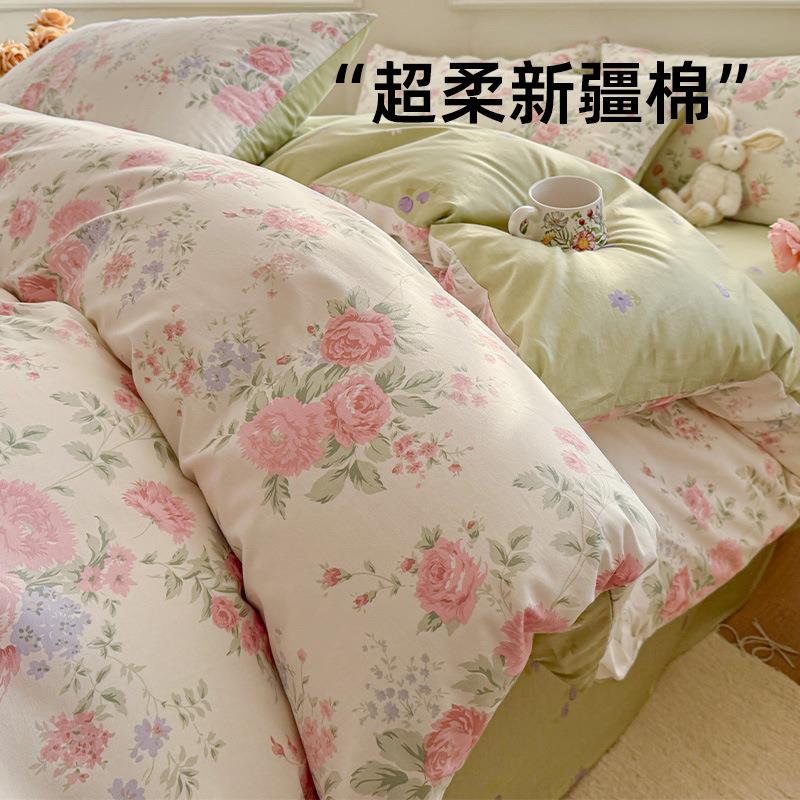 田园碎花纯棉床上用品2025新款全棉儿童被套床单三件套床笠款床品