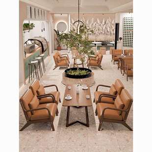 酒吧桌椅组合网红咖啡厅卡座沙发清吧休闲区洽谈接待商用复古椅子