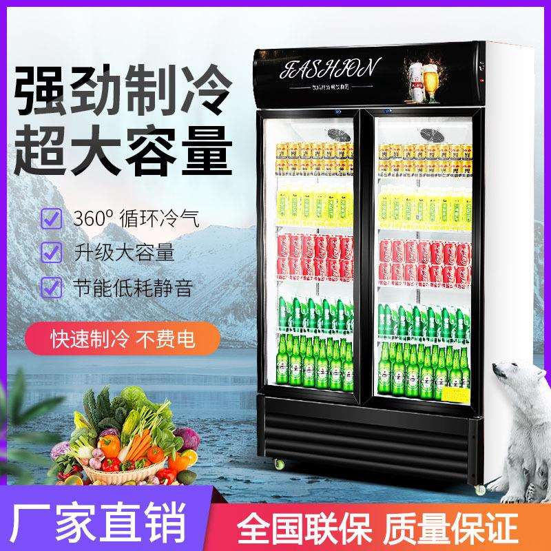 双开门立式水果啤酒冰柜冷藏单门饮料柜商用保鲜冰箱超市展示柜