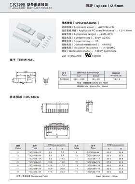 CWB合兴接插件TJC2508-2A连接器2WA蓝3A红3WA黑色4A 4WA间距2.5MM
