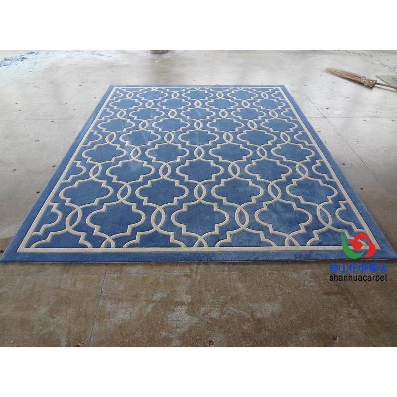 现代简约蓝色长方形格子欧式中式手工羊毛客厅茶几地毯卧室床前毯,鲜花速递/花卉仿真/绿植园艺,割草机/草坪机,淘宝优惠券,粉丝福利购,淘宝优惠卷