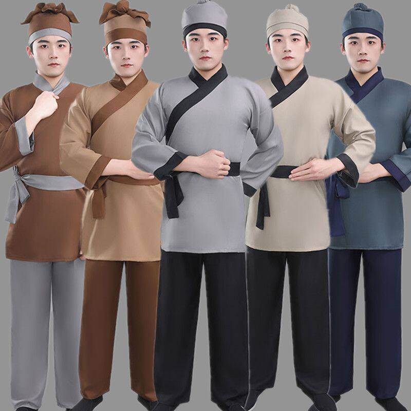 古代书生服家丁小二古装仆人杂役平民百姓演出服酒店男女表演服装