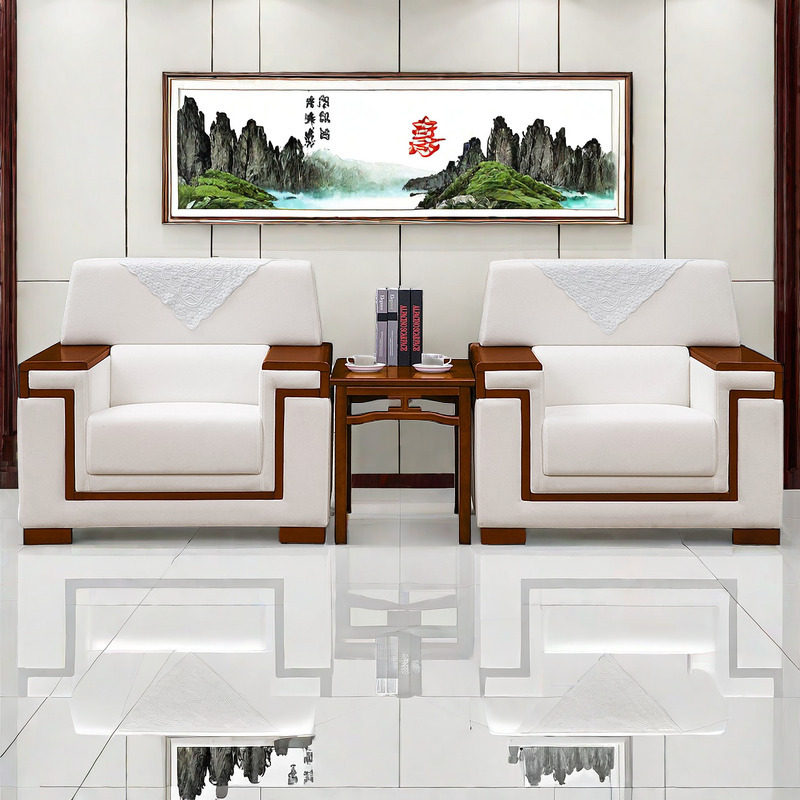 贵宾接待沙发轻奢中式会客洽谈商务现代办公高端单人商务沙发