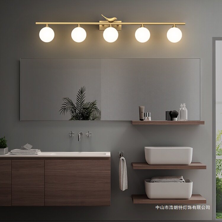 浴室全铜镜前灯 好莱坞化妆间卧室北欧轻奢创意个性卫生间镜柜灯
