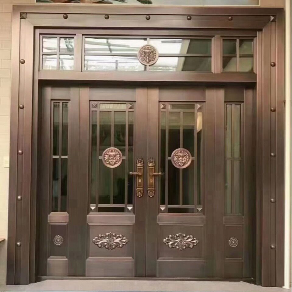 农村防盗门中式别墅纯铜门钢质仿铜门铝艺大门电动大门不锈钢门