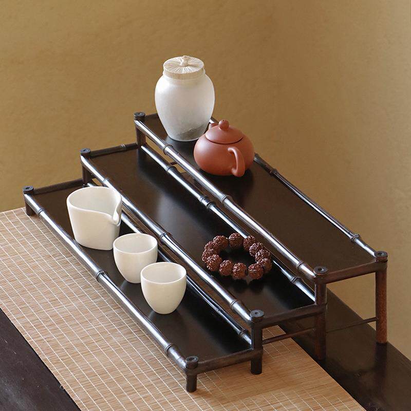 紫竹杯架茶盘茶台单层双层三层 茶具展示置物架 茶道零配件博古架