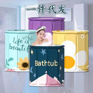 大人专用泡澡桶浴桶折叠洗澡桶带盖沐浴桶挂钩成人免安装加厚儿童