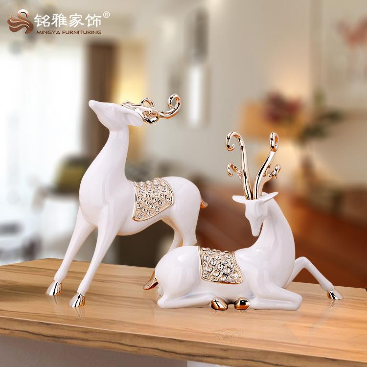 欧式摆件欧美风格家饰站姿鹿卧姿鹿摆件家居摆设树脂工艺品客厅