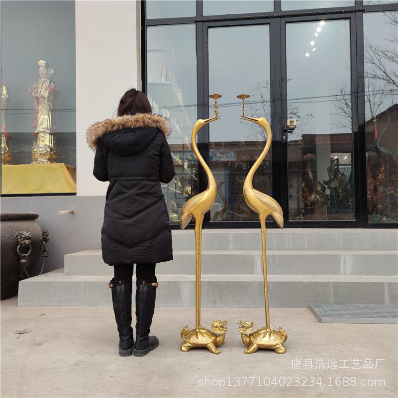 铸纯铜1.6米鹤登龟雕像价格 浩远雕塑厂雕刻带印花铜鹤门口摆件