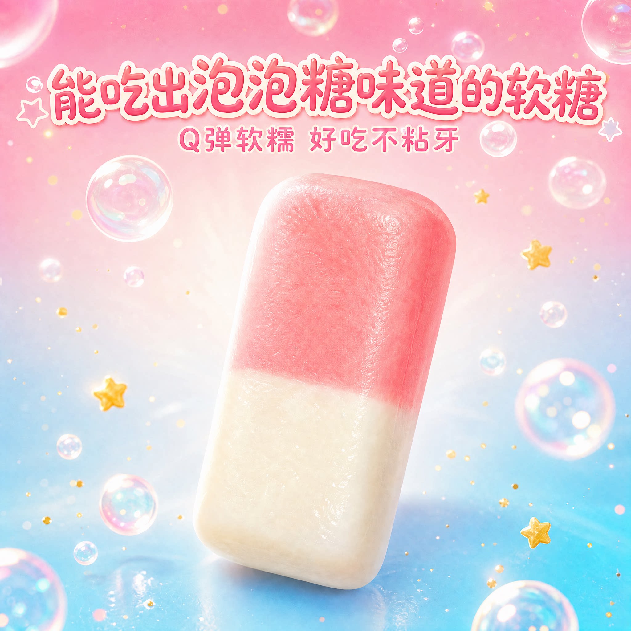 不正经双色泡泡糖软糖Q弹软糯草莓白桃味好吃不粘牙糖果零食
