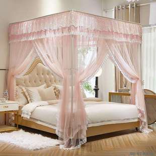 宫廷卧室蚊帐家用夏季新款三开门帘加厚结婚蚊帐婚房纹帐