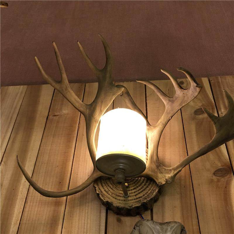 鹿角壁灯创意灯具复古田园树脂壁灯卧室床头小木屋民宿装饰壁灯,家装灯饰光源,壁灯,淘宝优惠券,粉丝福利购,淘宝优惠卷