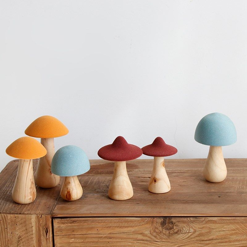 森系玄关木质手工造景蘑菇客厅茶几摆件餐厅幼儿园儿童房小装饰品,家居饰品,桌面摆件,淘宝优惠券,粉丝福利购,淘宝优惠卷