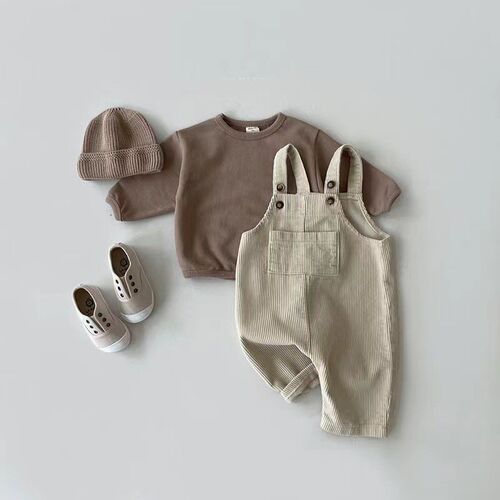 Autumn Winter Toddler Baby Boys Girls Solid Corduroy Suspand