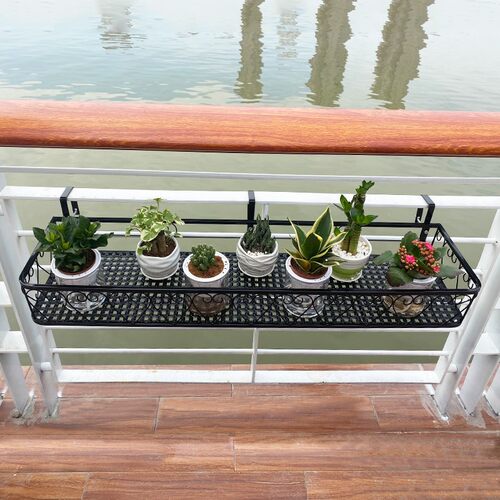 Balcony railing flower pot rack iron wall hanging basket 1m